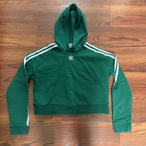 Adidas Forrest Green Cropped Hoodie Sweatshirt size XSmall